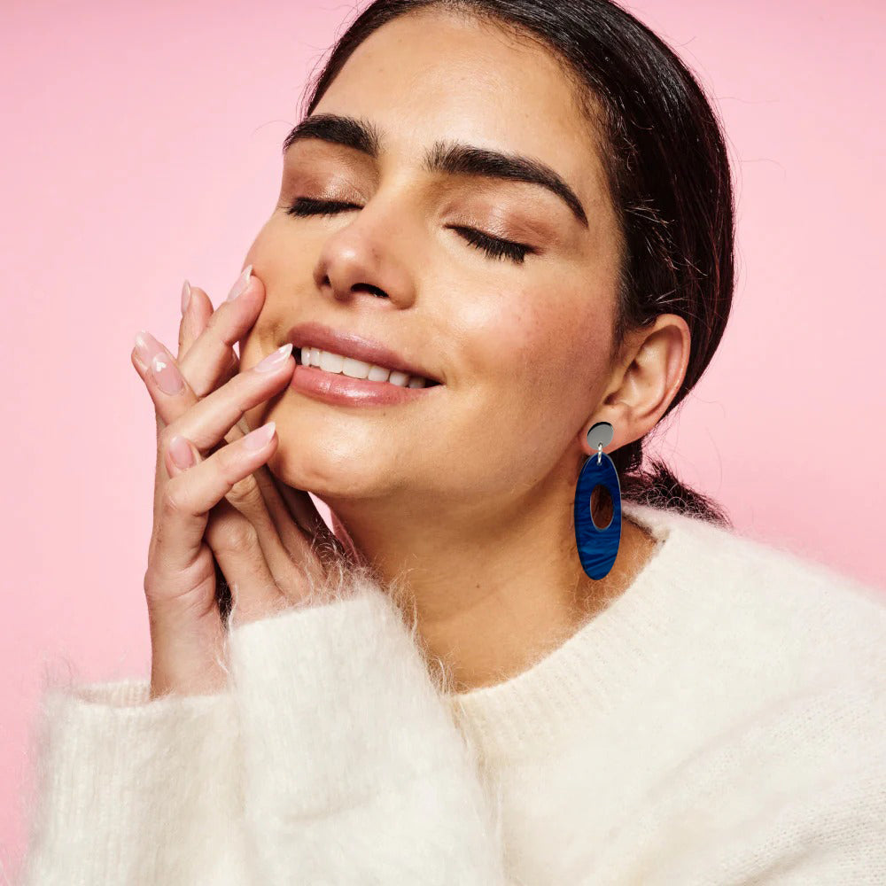 Hepworth Earrings - Dark Blue Swirl