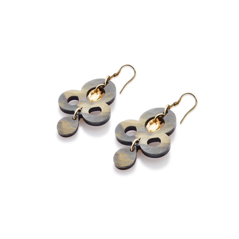 Mini Batik Earrings - Black Swirl on hooks