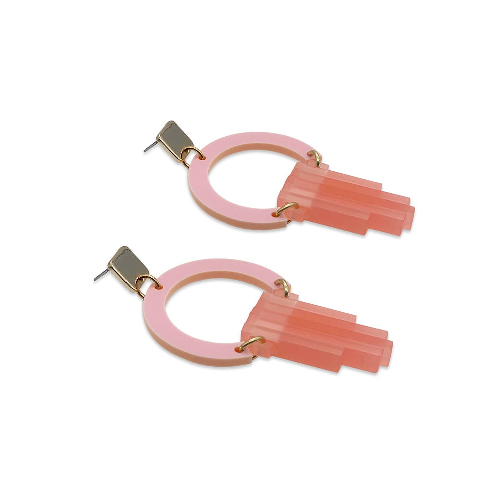 Art Deco Chandelier Earrings - Baby Pink
