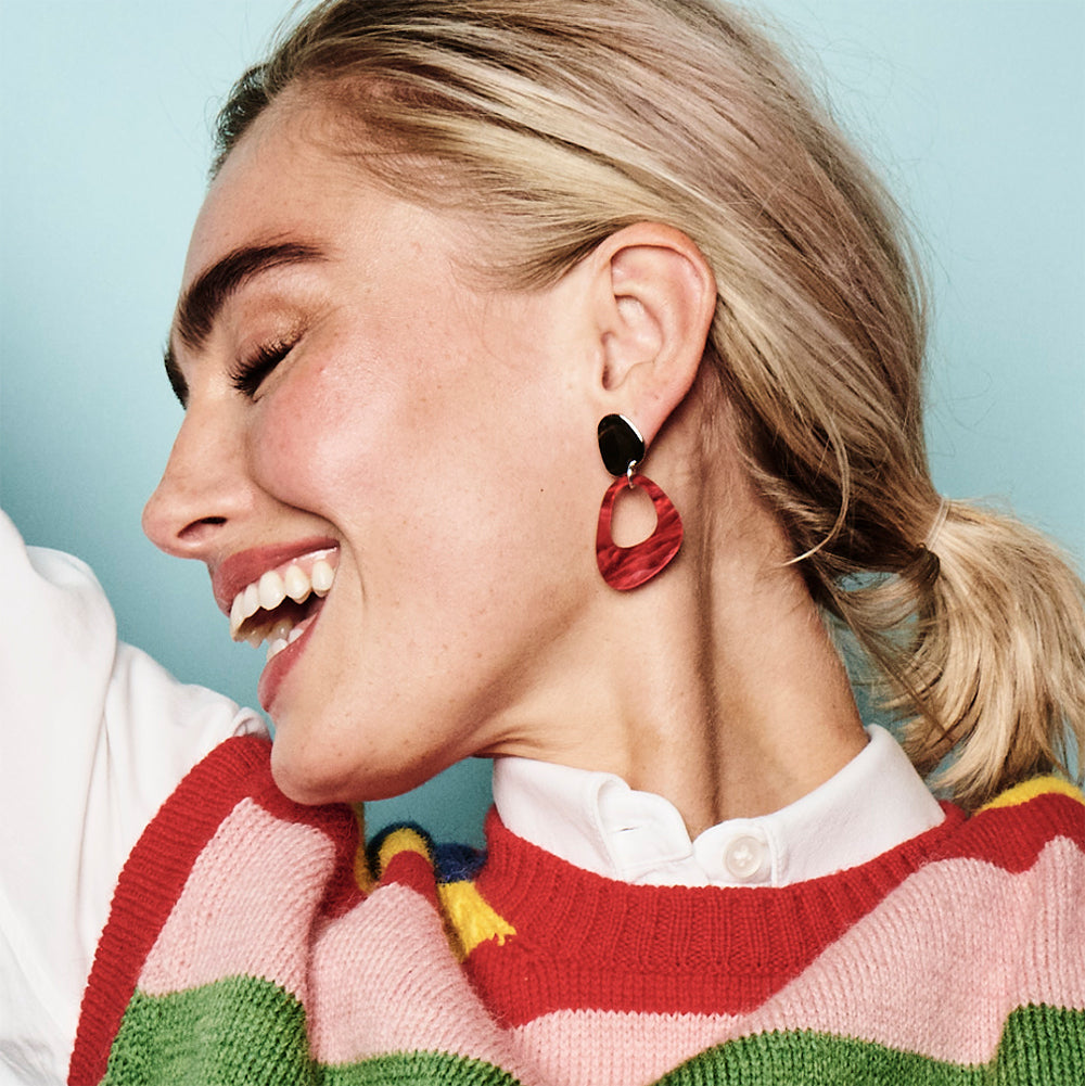 Pebble Drop Earrings - Pink Swirl