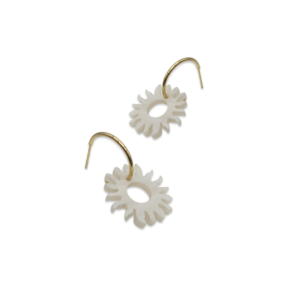 Sun Hoop Earrings - Alabaster