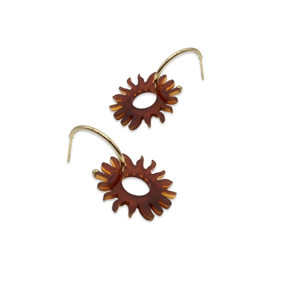Sun Hoop Earrings - Tortoiseshell