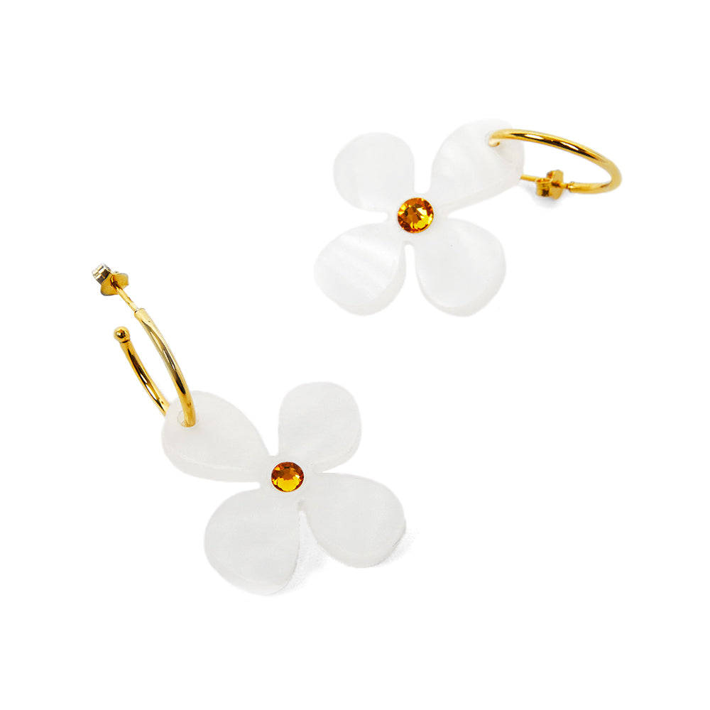 Toolally Earrings Daisy Hoops White Pearl