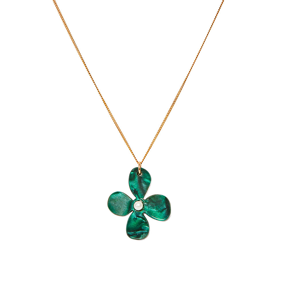 Daisy Pendant on Dainty Pearl Necklace main image 1