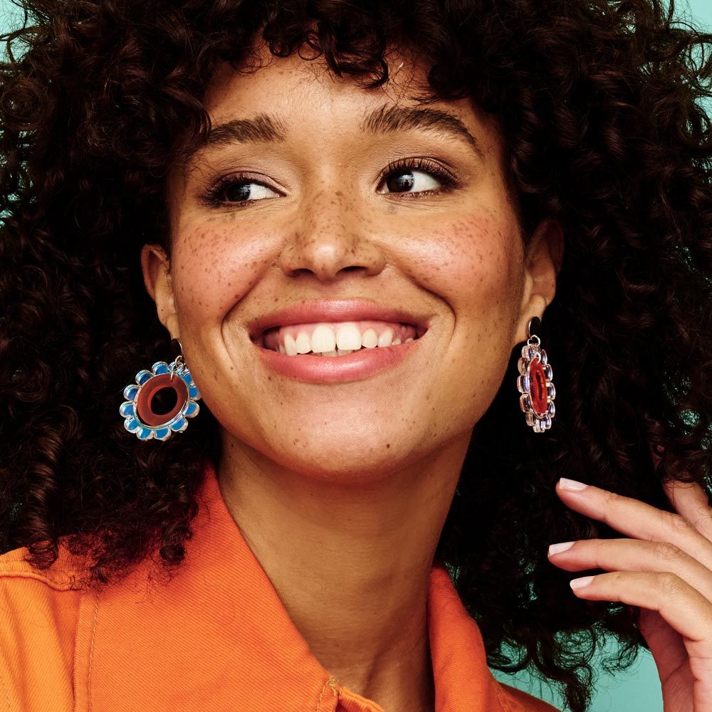 Toolally Sunflower Earrings - Iridescent & orange