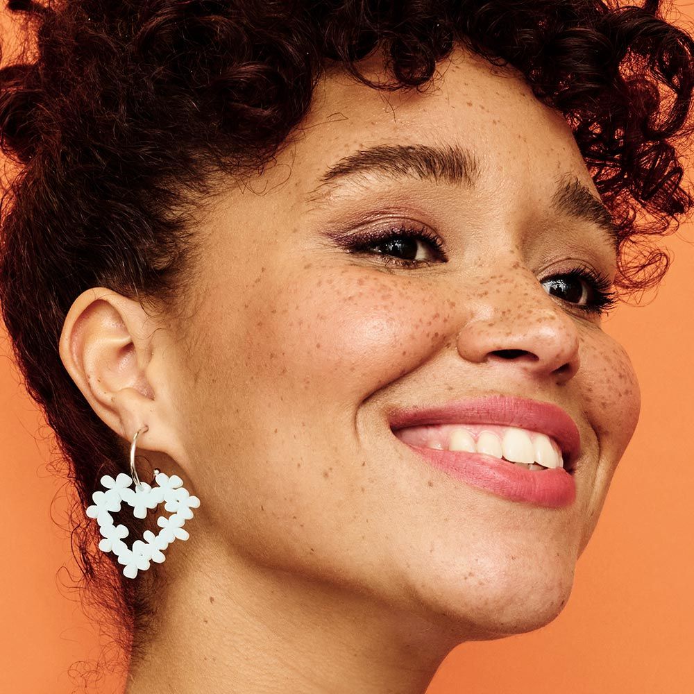 Toolally Mini Hearts in Flowers Earrings - Island Blue
