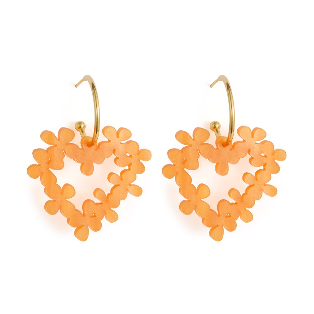 Toolally Mini Hearts in Flowers earrings - Orange