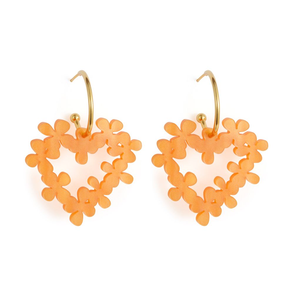Toolally Mini Hearts in Flowers earrings - Orange