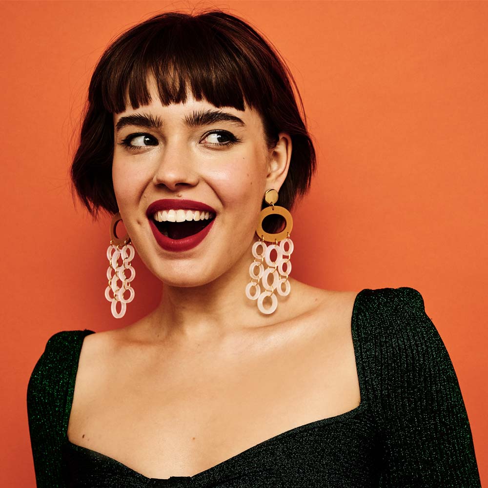 Toolally Earrings Oh What a nights gold and mother of pearl