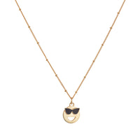 Shades emoji necklace made of gold vermeil and black enamel