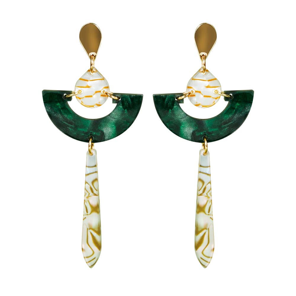 Toolally Earrings - Art Deco - Daphnes - Emerald Pearl