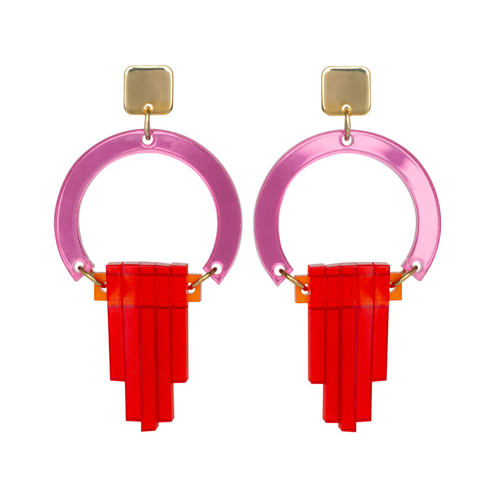 Toolally Art Deco Chandeliers in Pink Mirror