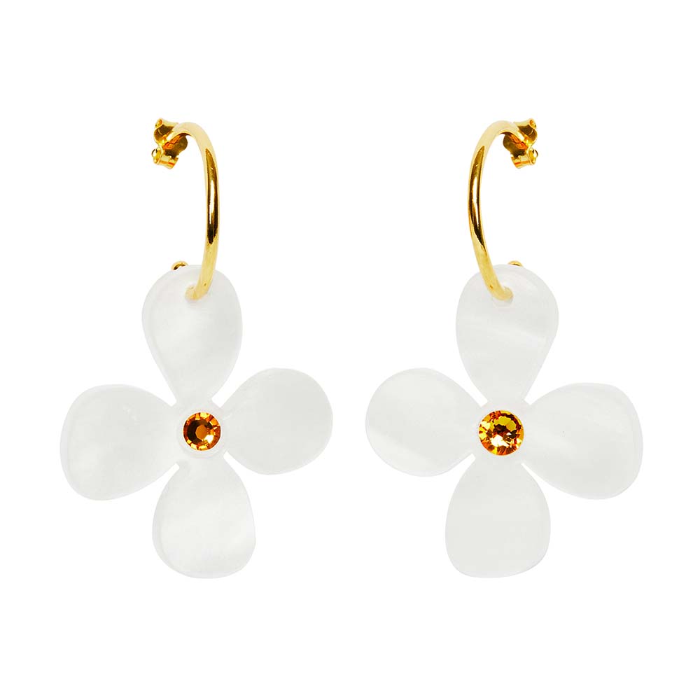 Toolally Earrings - Charming Hoops - Daisy Hoop - White Pearl