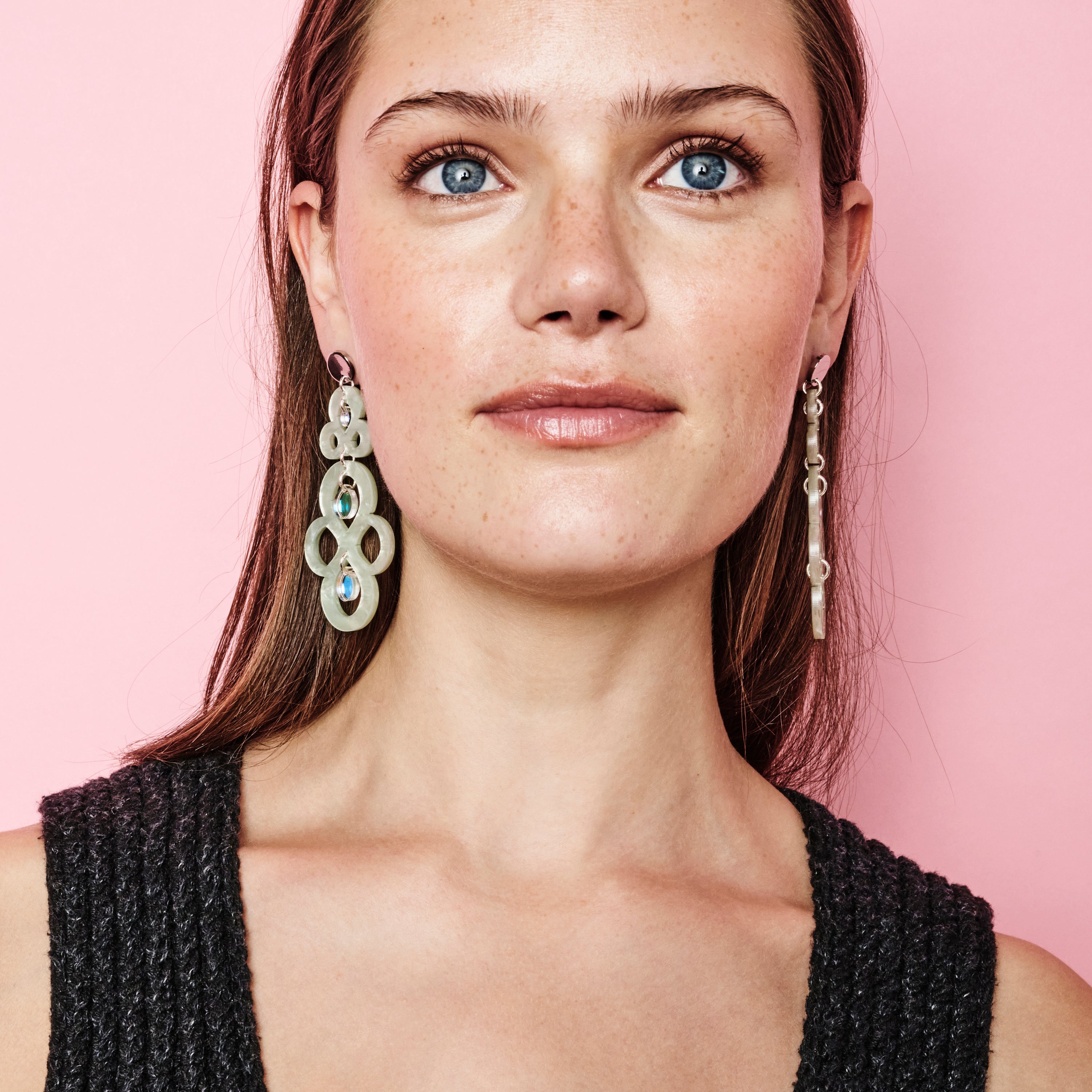 Batik Earrings - Light Green & Iridescent