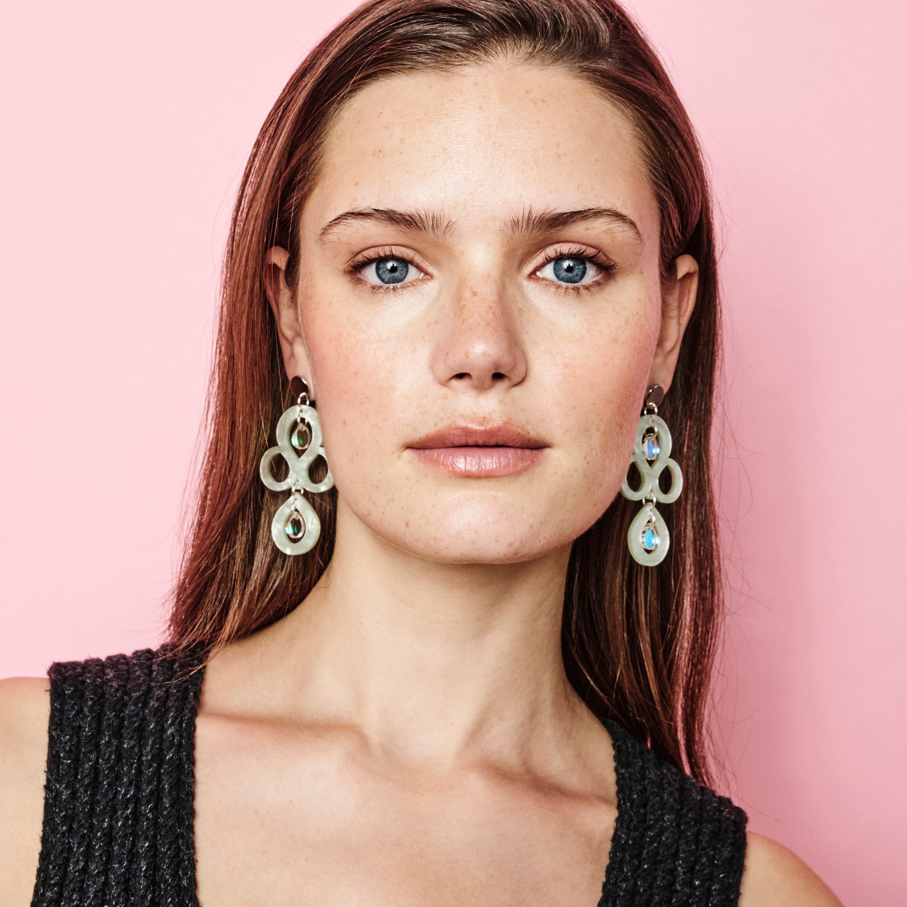 Petite Batik Earrings - Light Green & Iridescent