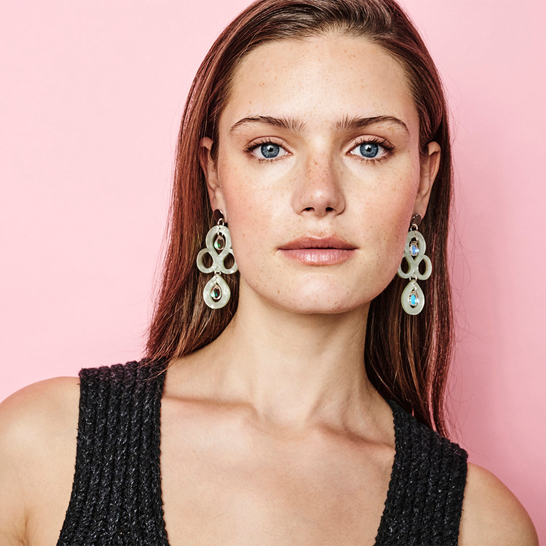 Petite Batik Earrings - Regent Green & Iridescent