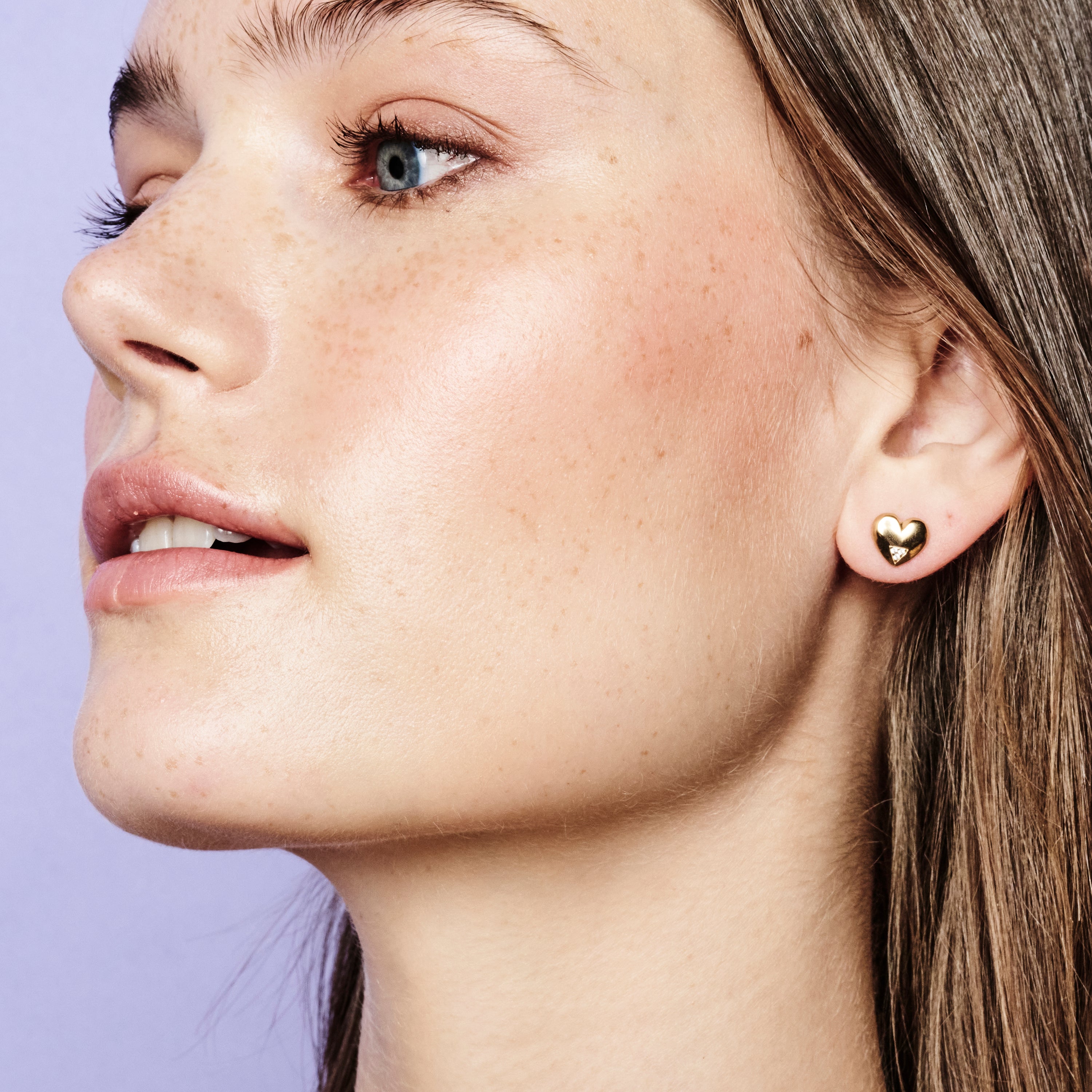 Art Deco Hearts Studs - Gold Vermeil & Cubic Zirconia