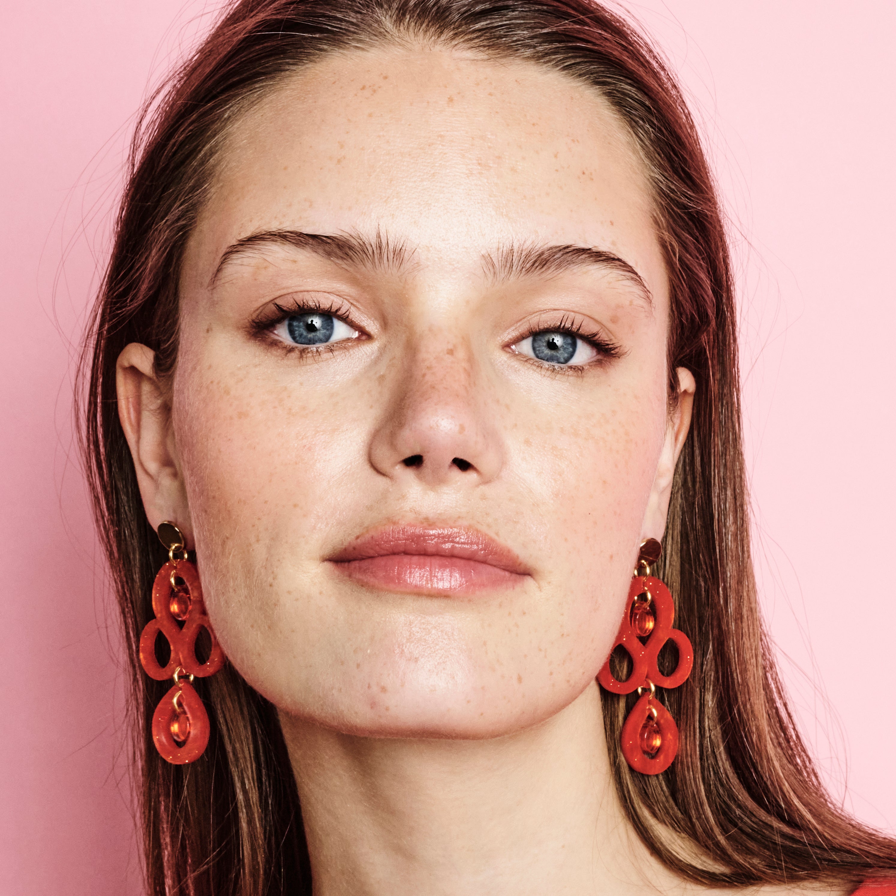 Petite Batik Earrings - Sienna Red & Orange Mirror