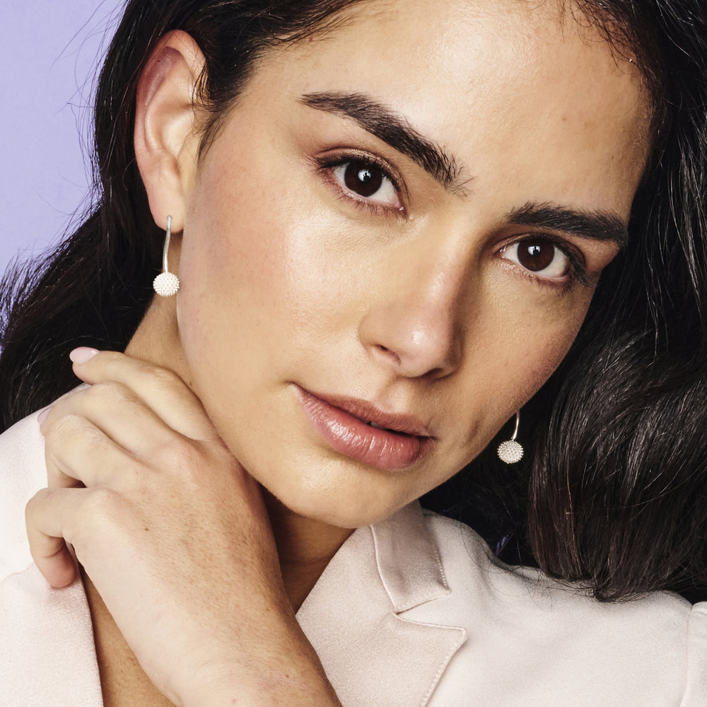 Pom Pom Drop Earrings - Sterling Silver