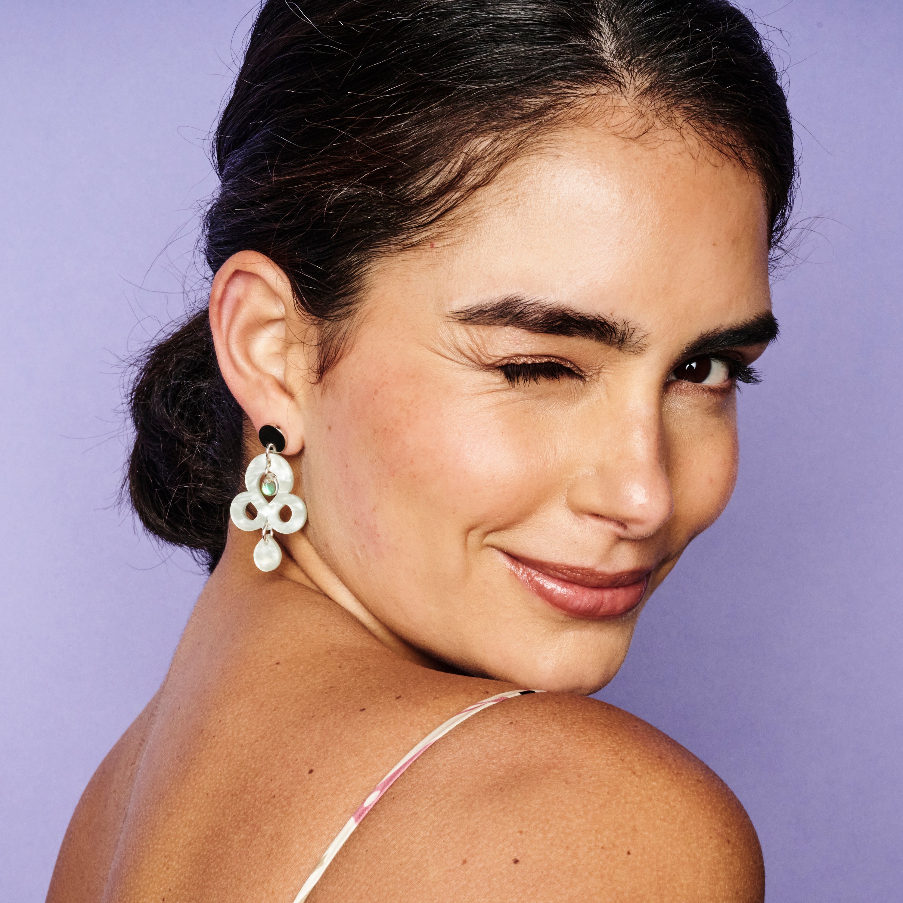 Mini Batik Earrings - Light Green