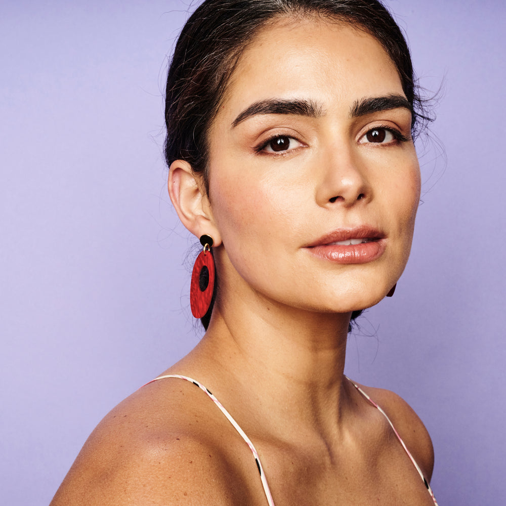 Hepworth Earrings - Berry Red Pearl