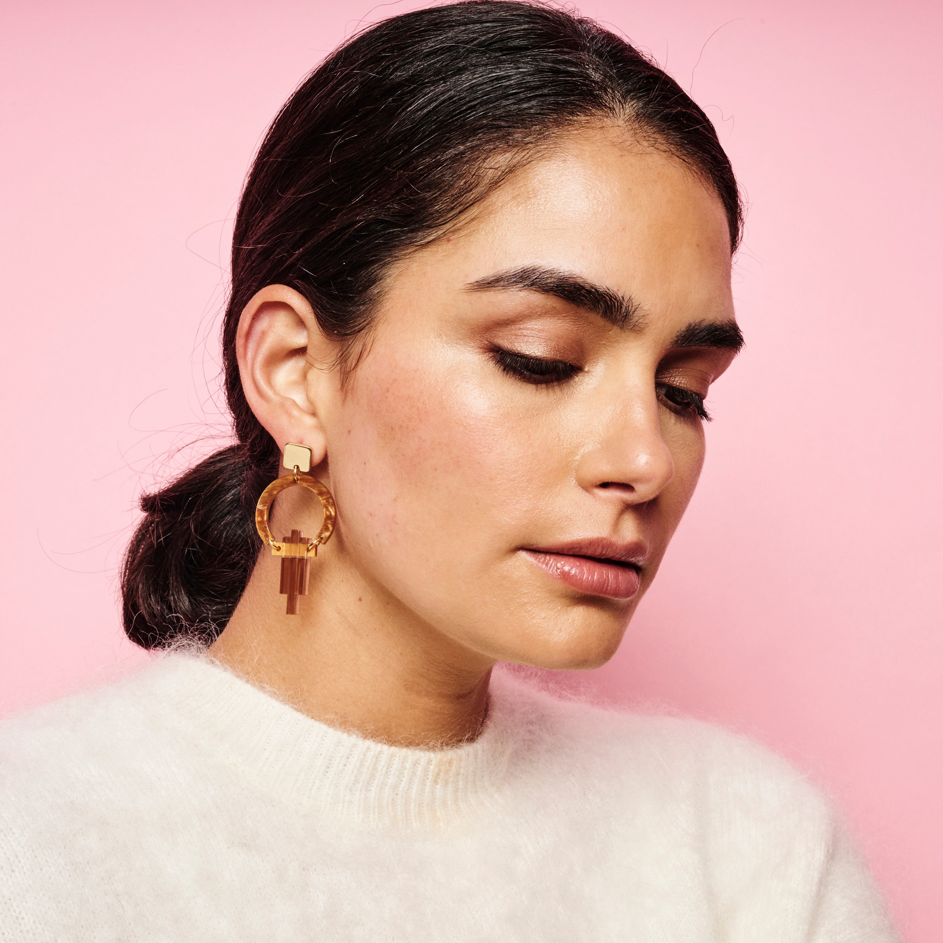 Petite Art Deco Chandelier Earrings - Mocha & Champagne