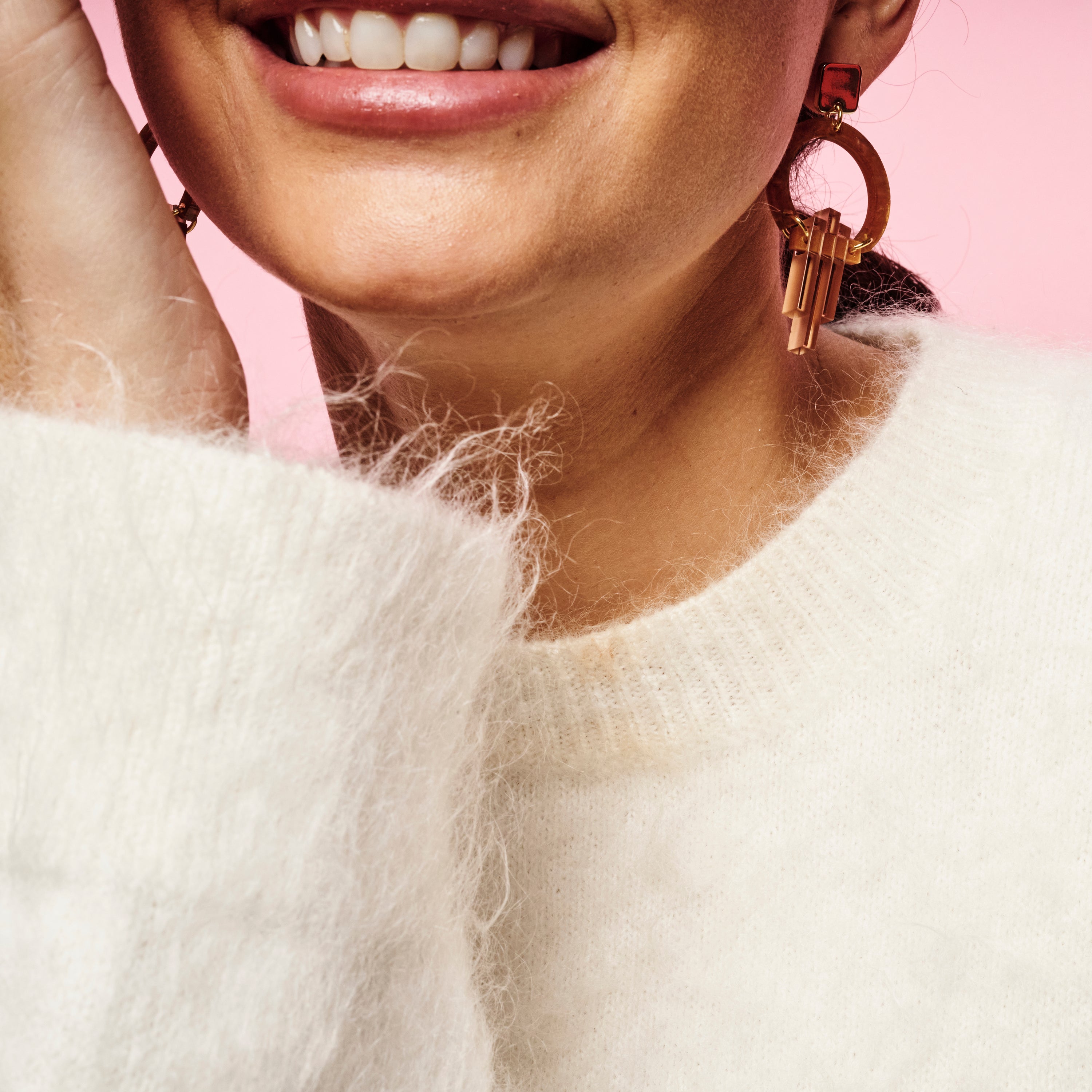 Petite Art Deco Chandelier Earrings - Mocha & Champagne