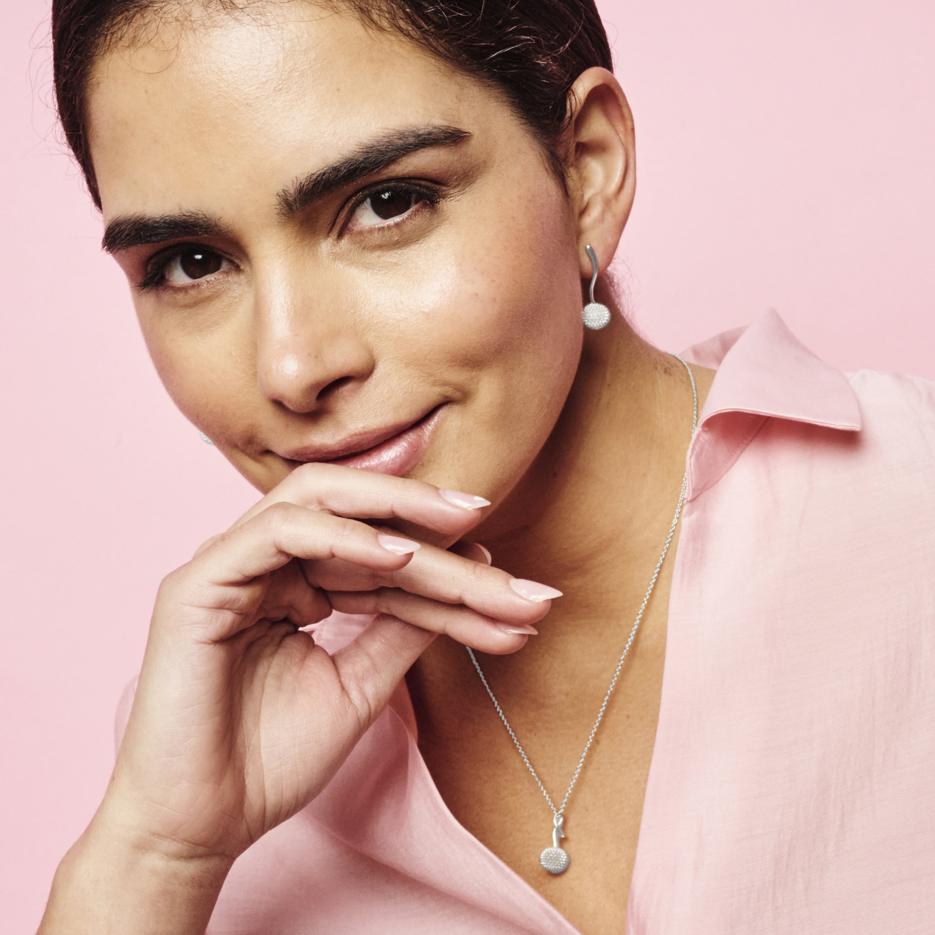 Pom Pom Pendant Necklace - Sterling Silver