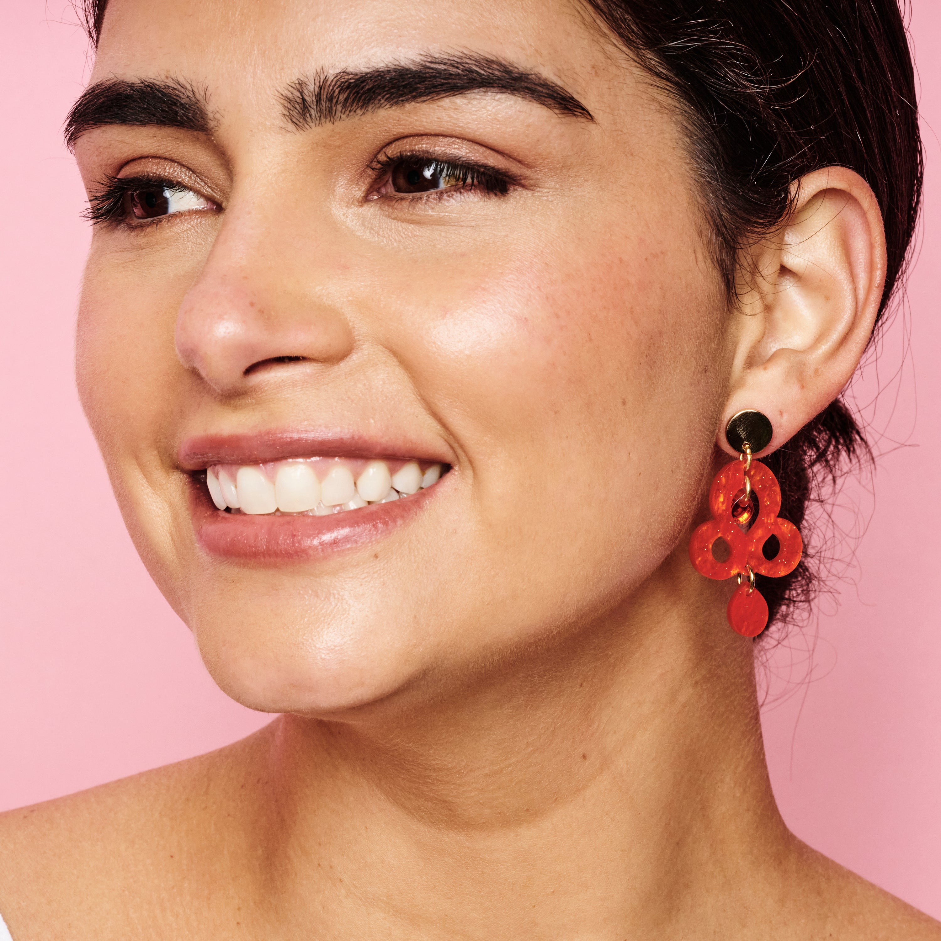 Mini Batik Earrings - Sienna Red & Orange Mirror