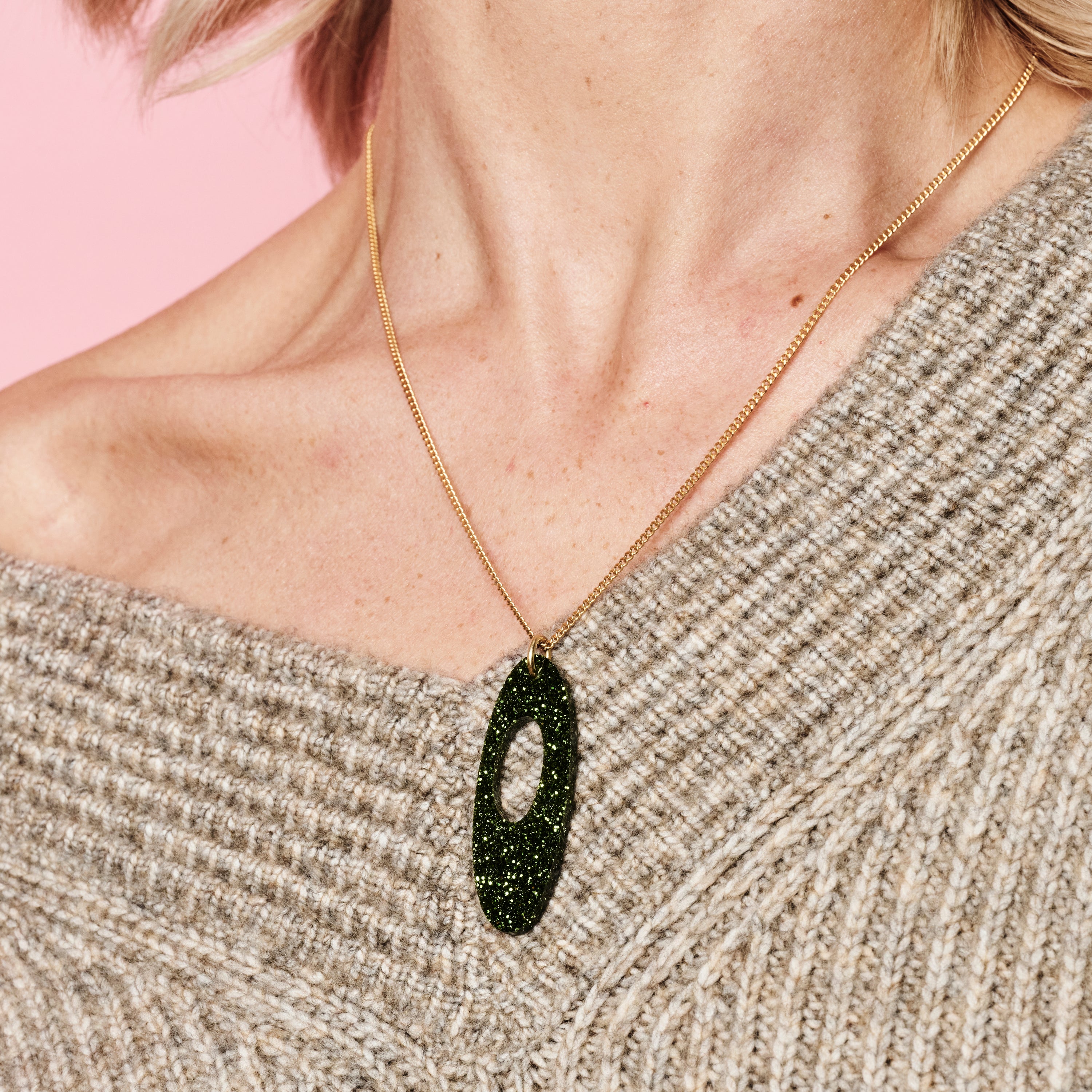 Hepworth Pendant - Forest Green Glitter