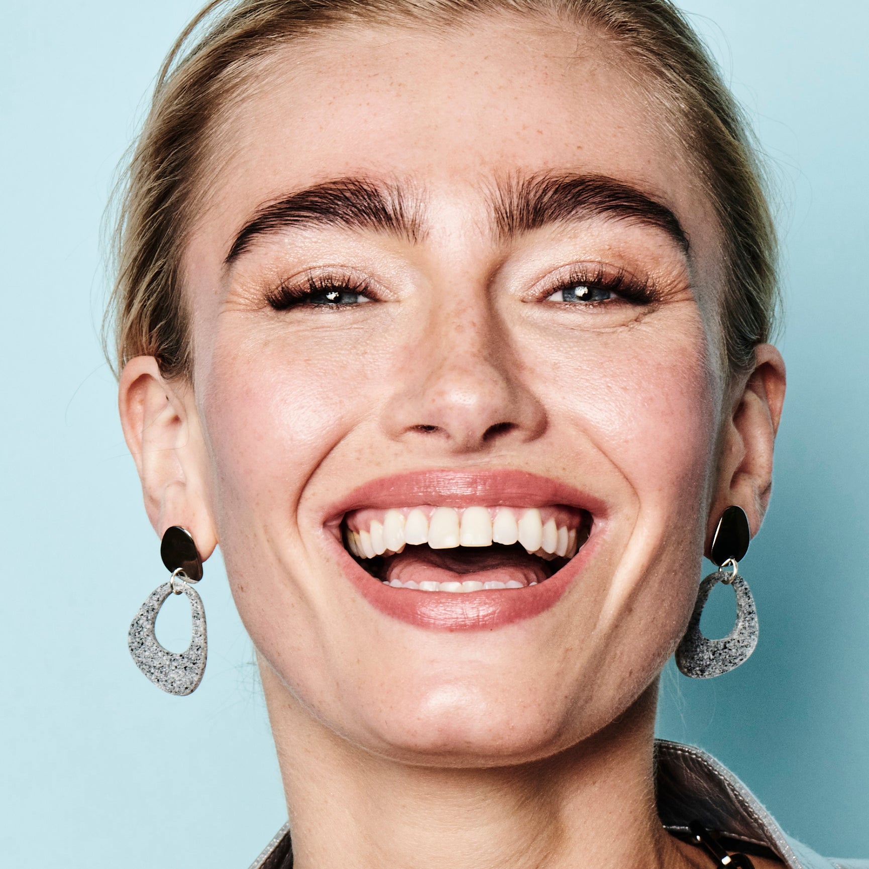 Pebble Drop Earrings - Grey Stone