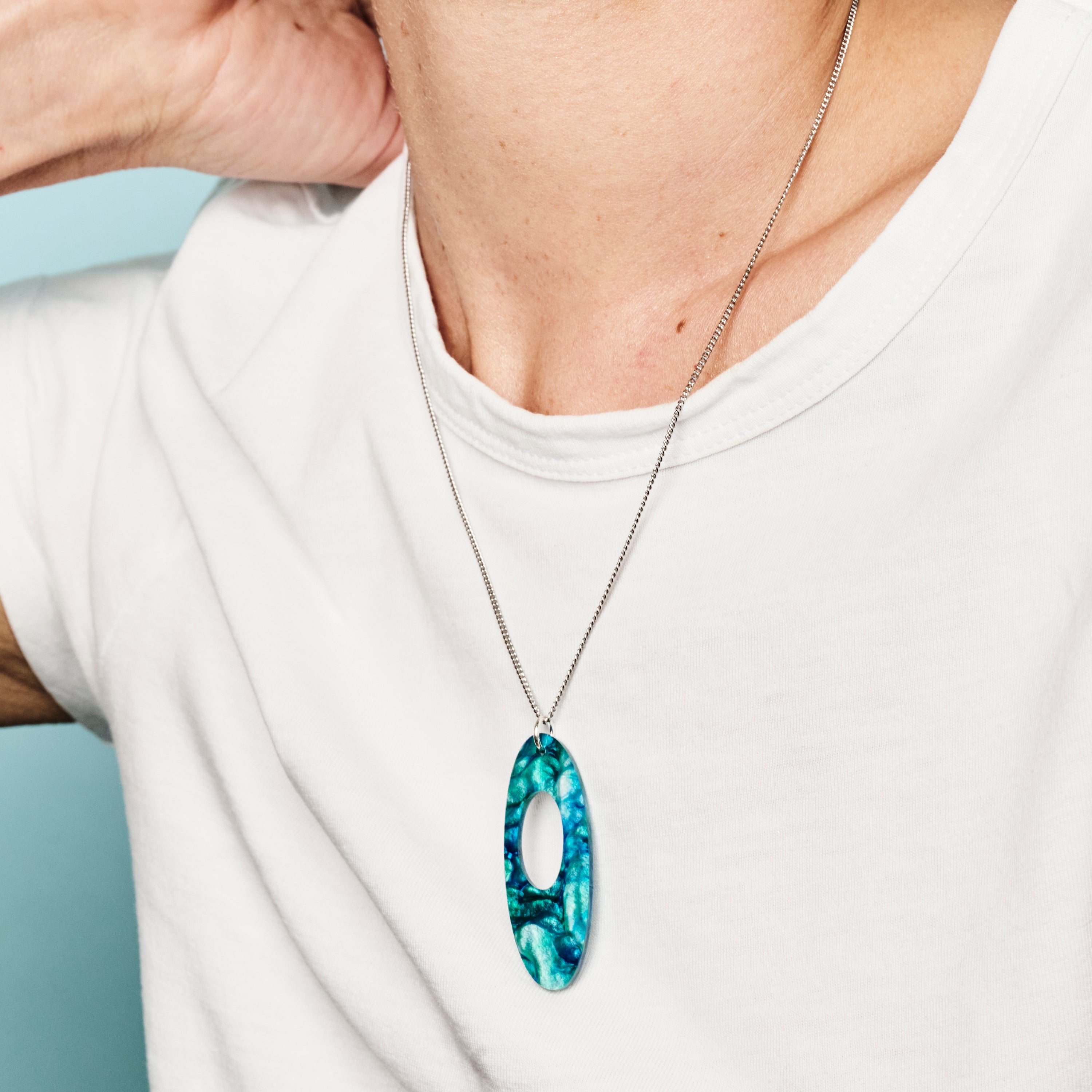 Hepworth Pendant - Blue & Green Lava