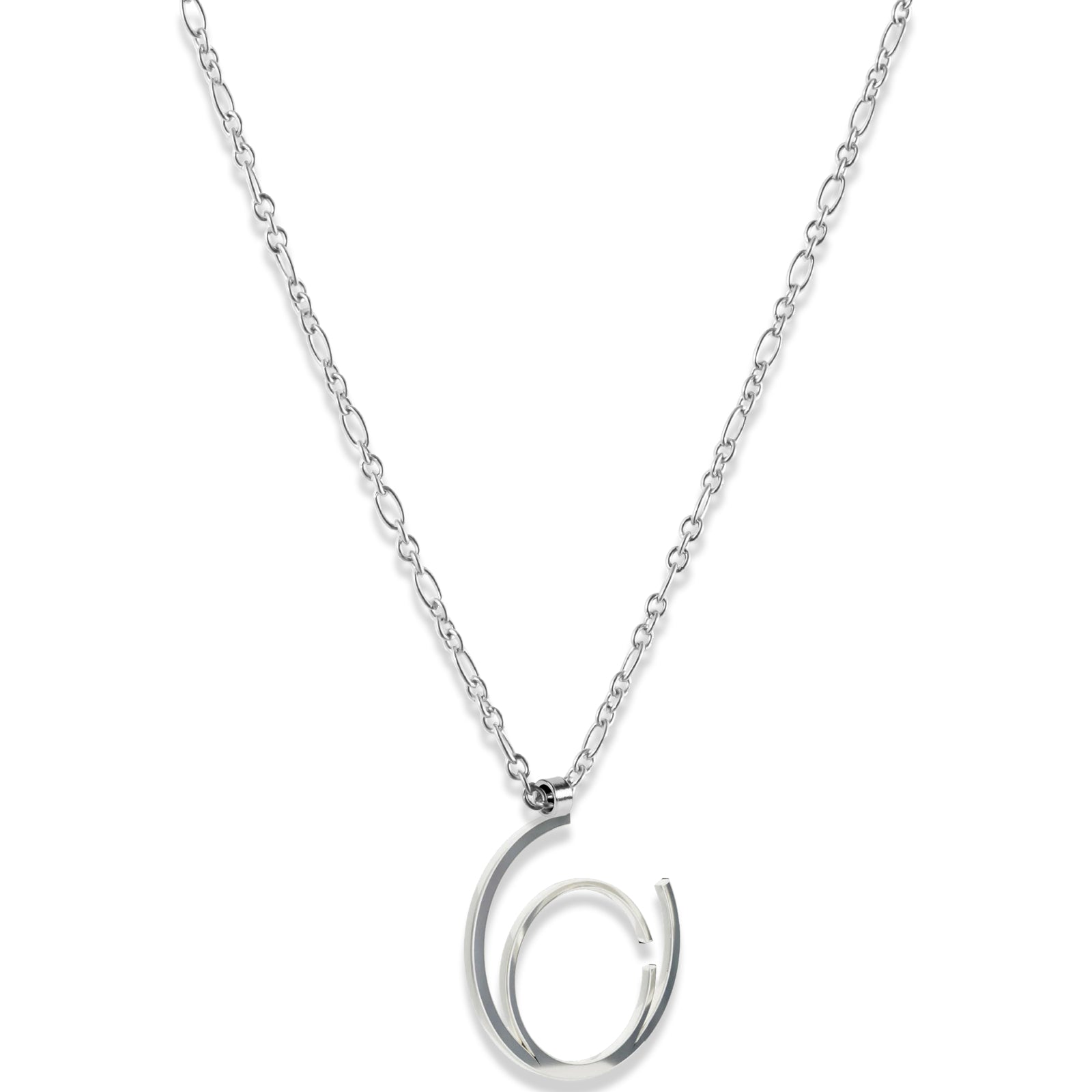 Alphabet Hoop Pendant Necklace (Small) - Sterling Silver