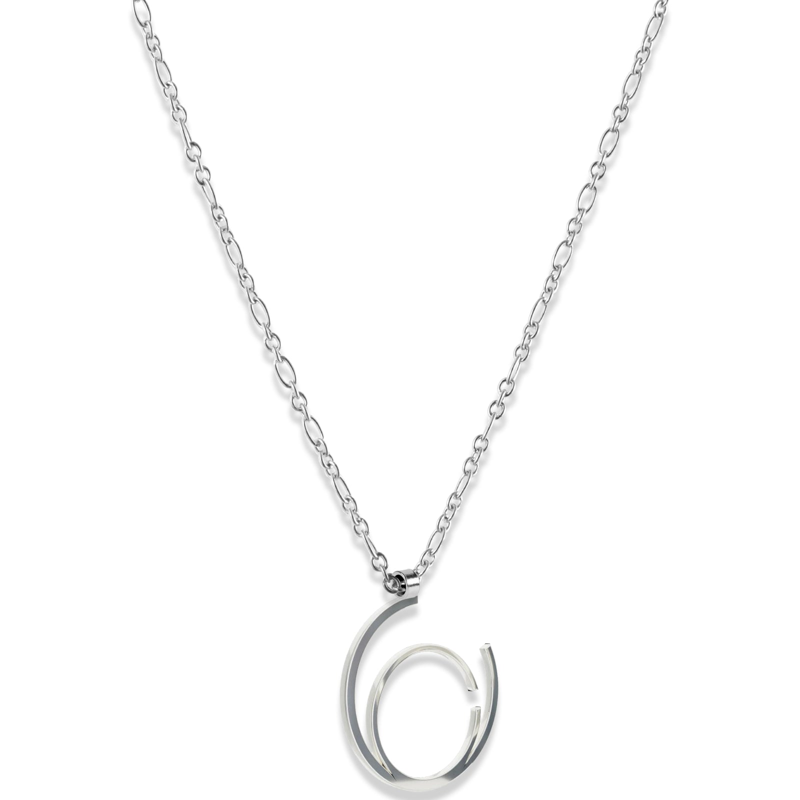 Alphabet Hoop Pendant Necklace (Small) - Silver