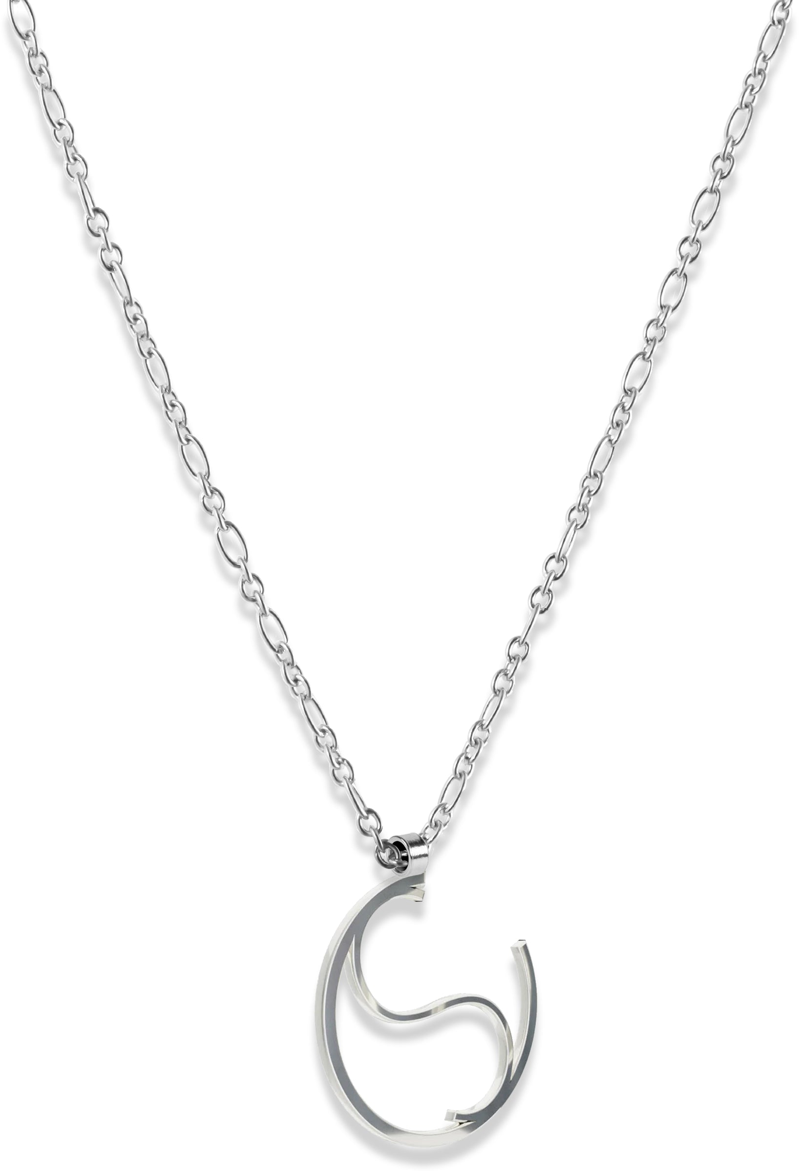 Alphabet Hoop Pendant Necklace (Small) - Sterling Silver