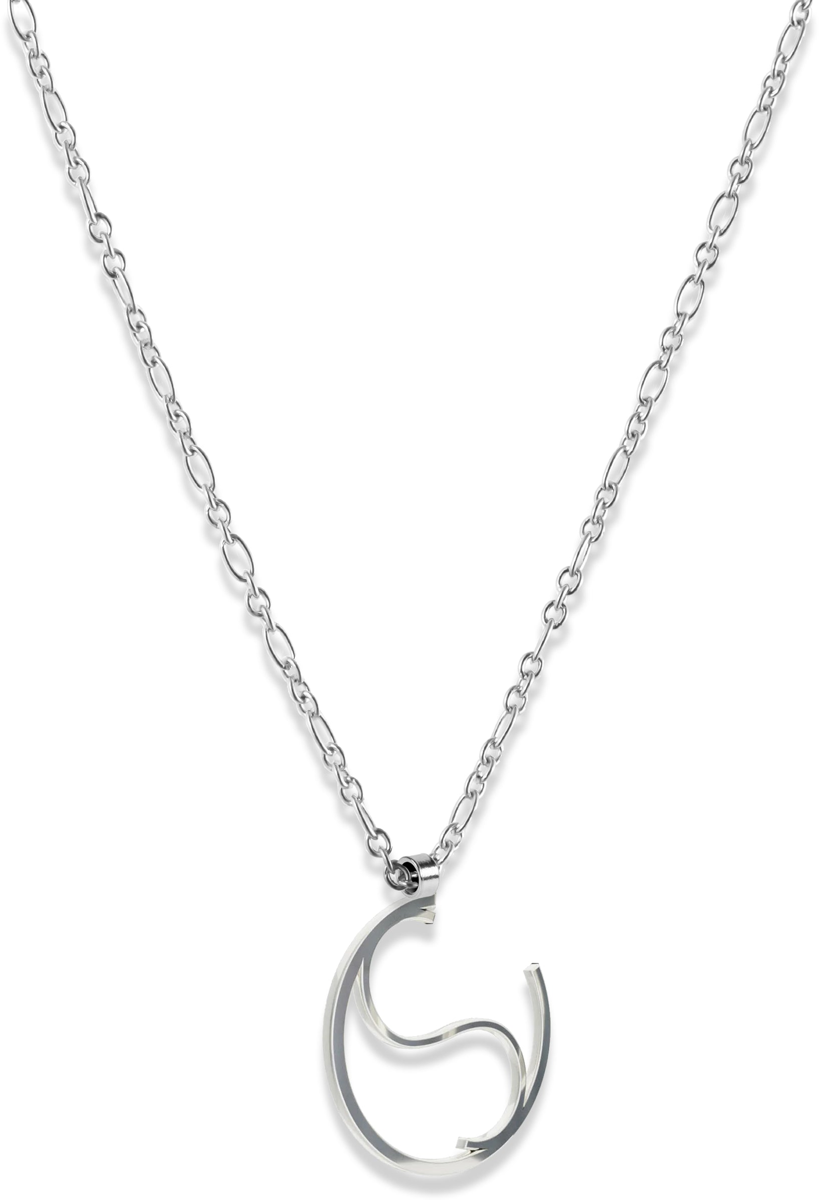 Alphabet Hoop Pendant Necklace (Small) - Silver