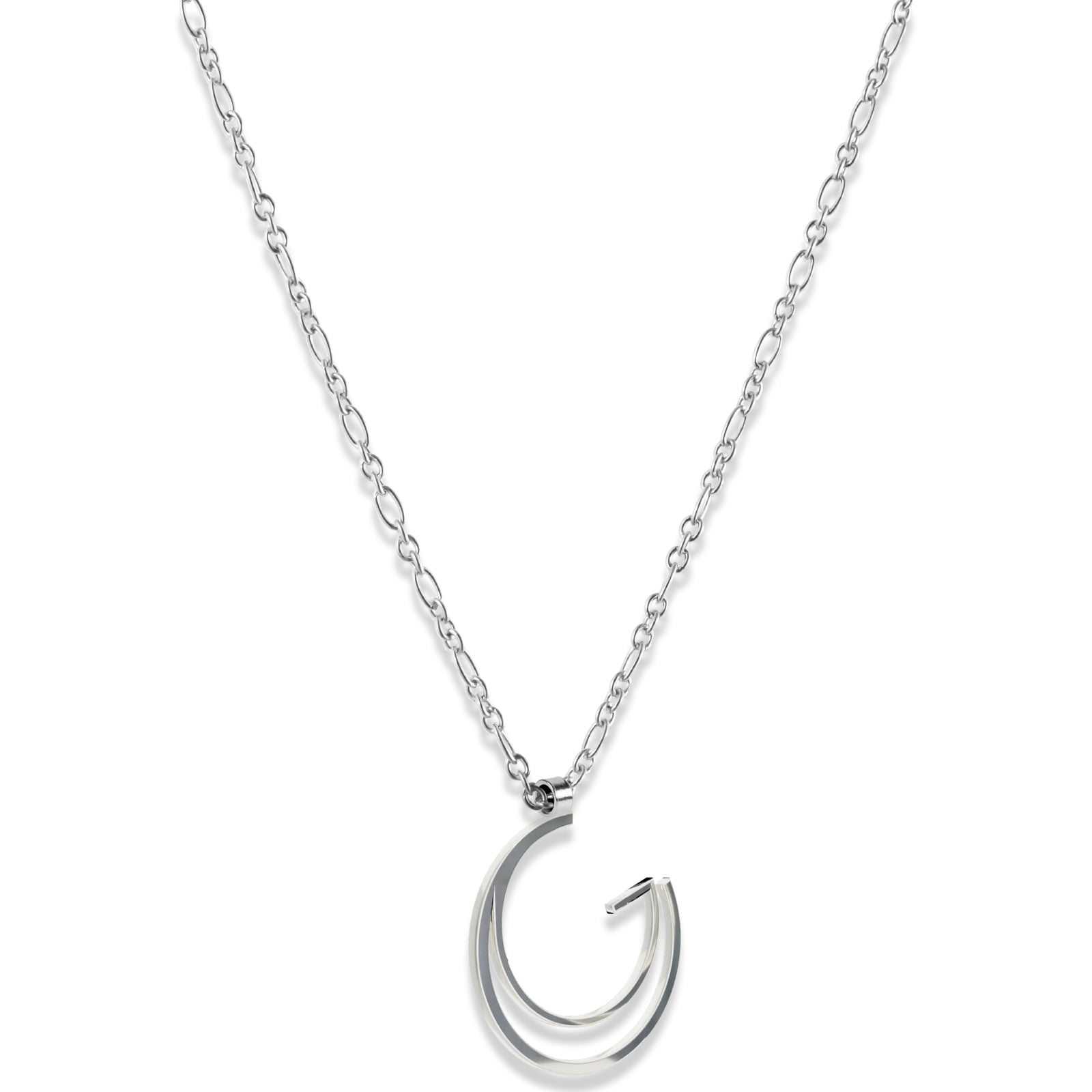 Alphabet Hoop Pendant Necklace (Small) - Silver