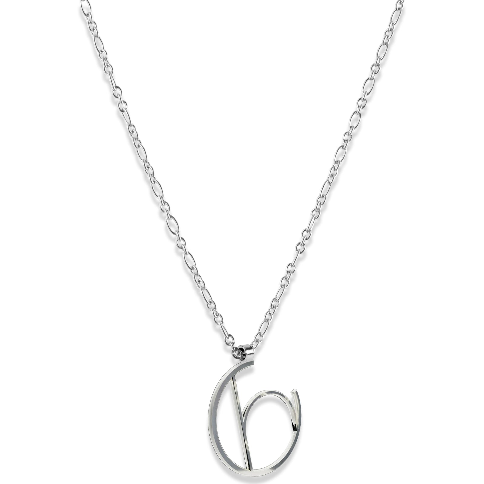 Alphabet Hoop Pendant Necklace (Small) - Silver