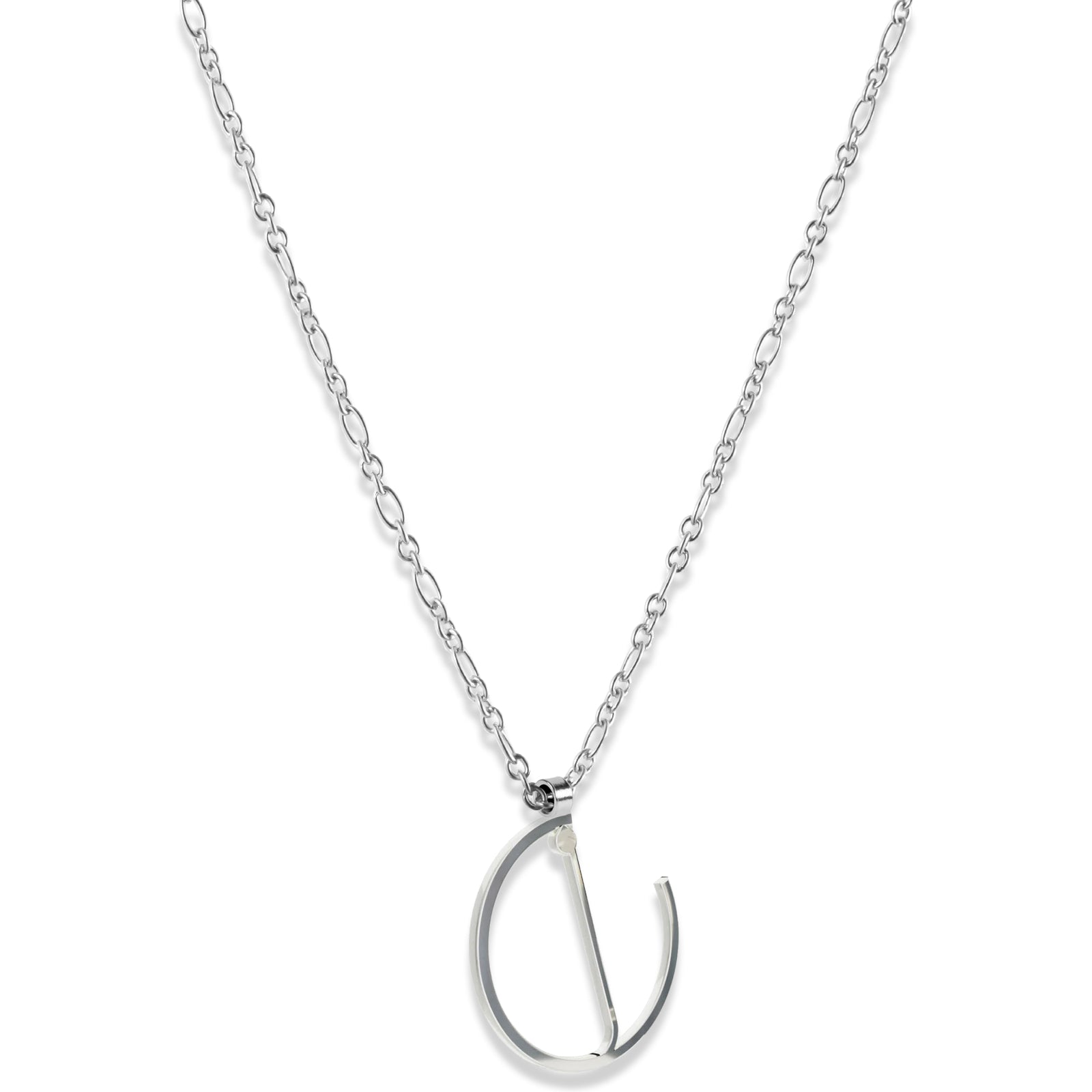 Alphabet Hoop Pendant Necklace (Small) - Silver