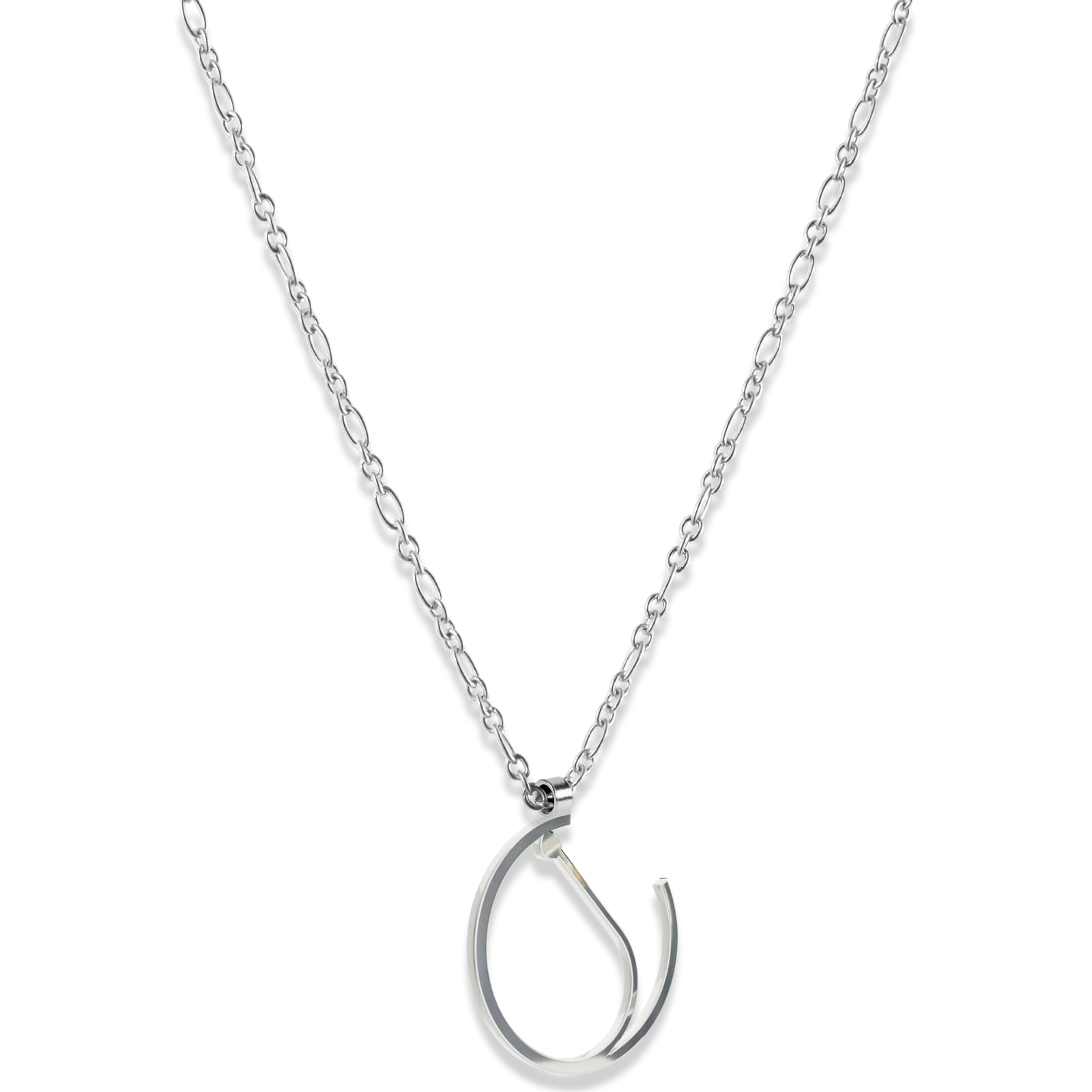 Alphabet Hoop Pendant Necklace (Small) - Sterling Silver