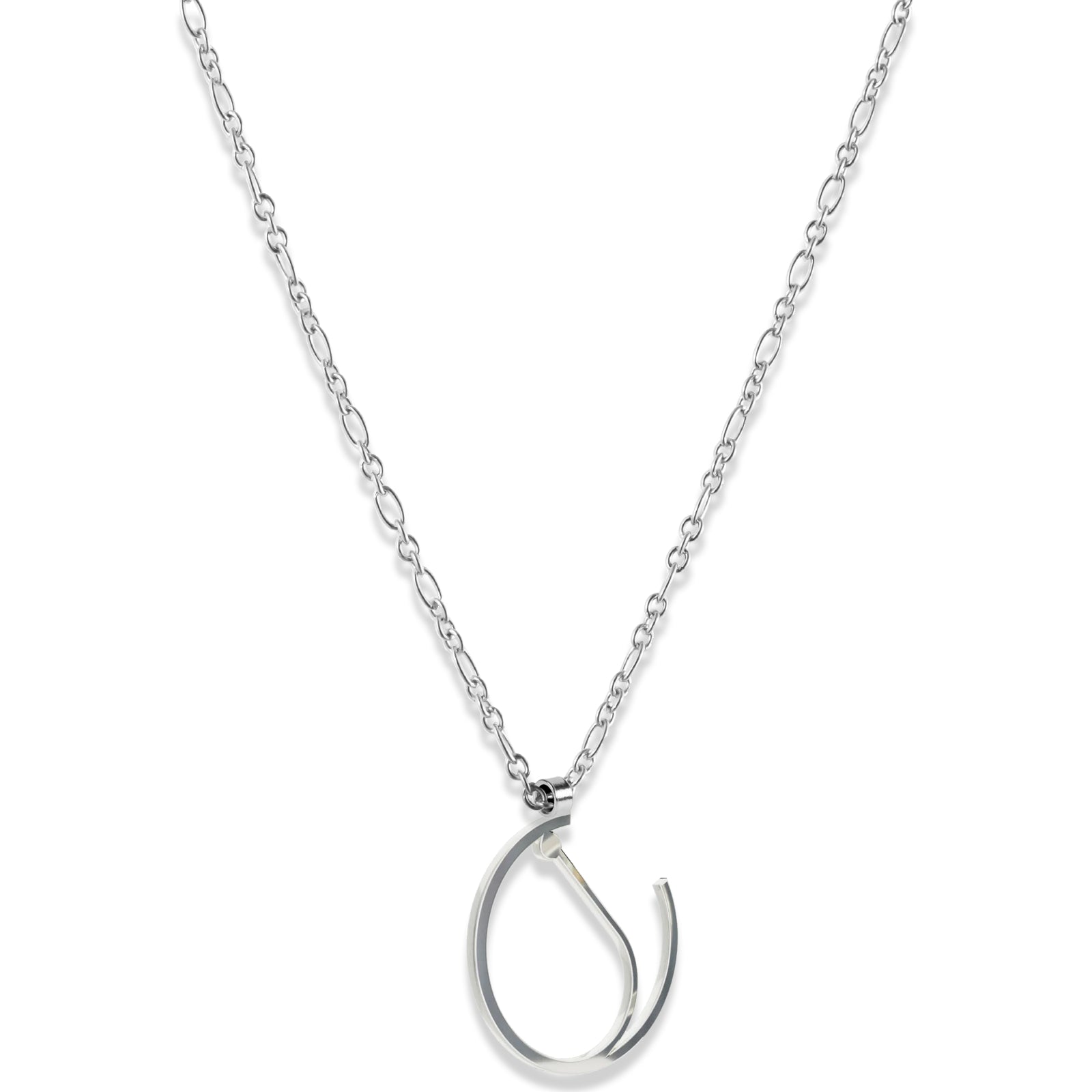 Alphabet Hoop Pendant Necklace (Small) - Silver