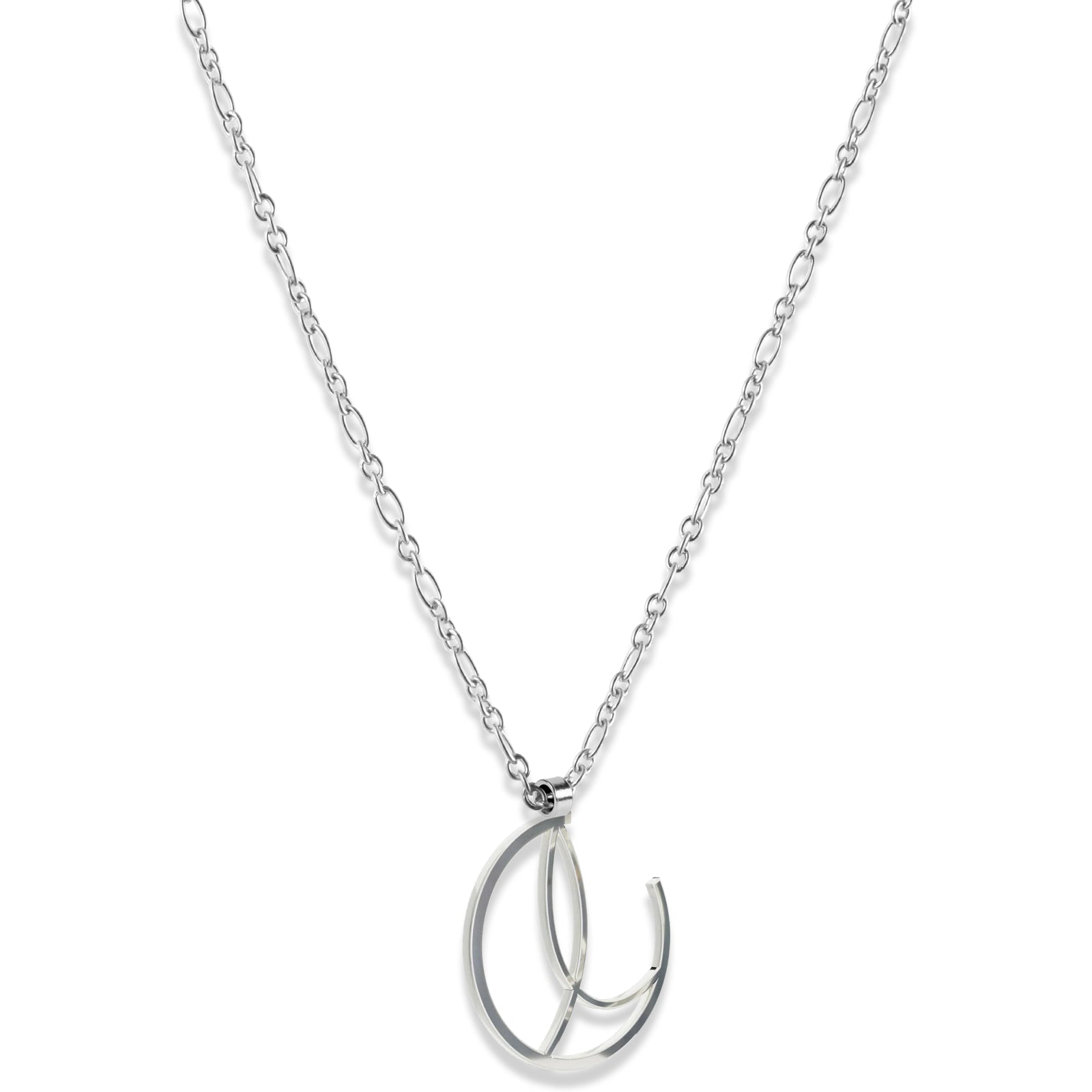 Alphabet Hoop Pendant Necklace (Small) - Silver