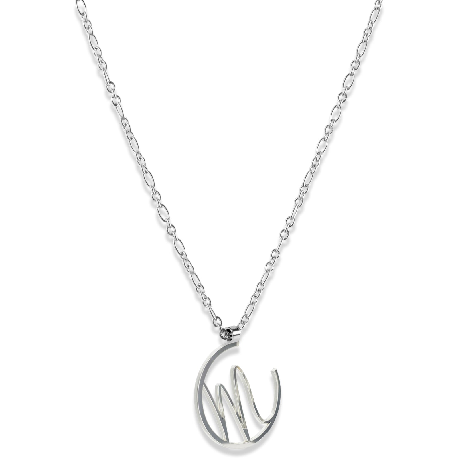 Alphabet Hoop Pendant Necklace (Small) - Silver