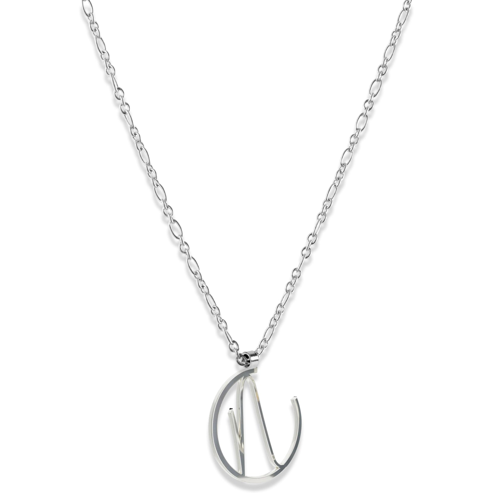 Alphabet Hoop Pendant Necklace (Small) - Silver