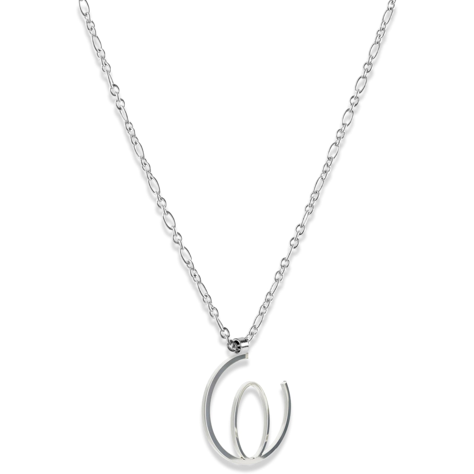 Alphabet Hoop Pendant Necklace (Small) - Sterling Silver