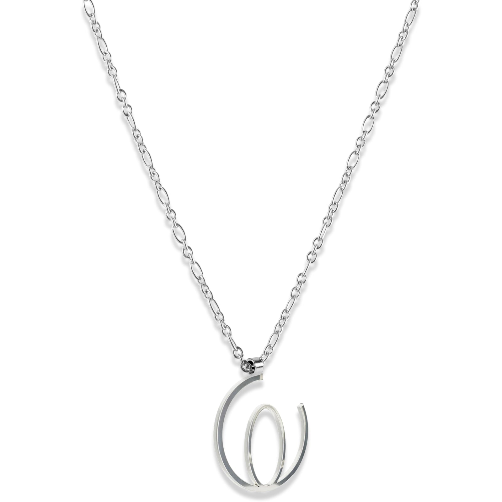 Alphabet Hoop Pendant Necklace (Small) - Silver