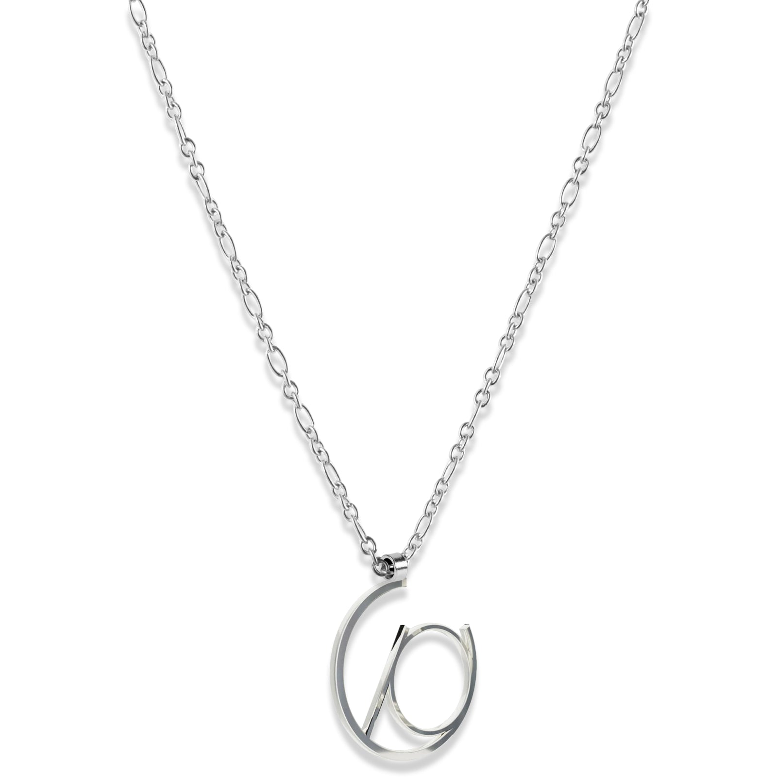 Alphabet Hoop Pendant Necklace (Small) - Sterling Silver