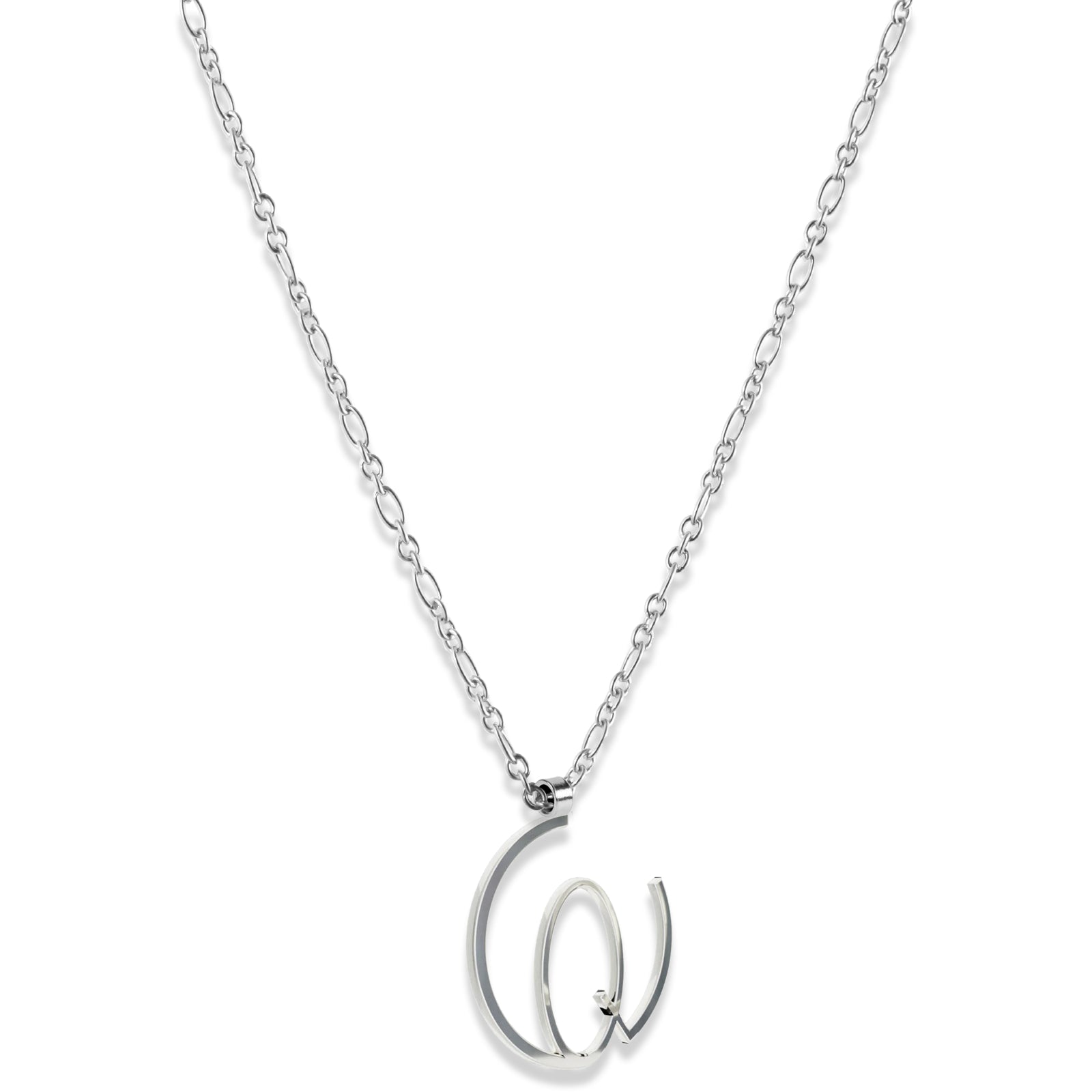 Alphabet Hoop Pendant Necklace (Small) - Silver