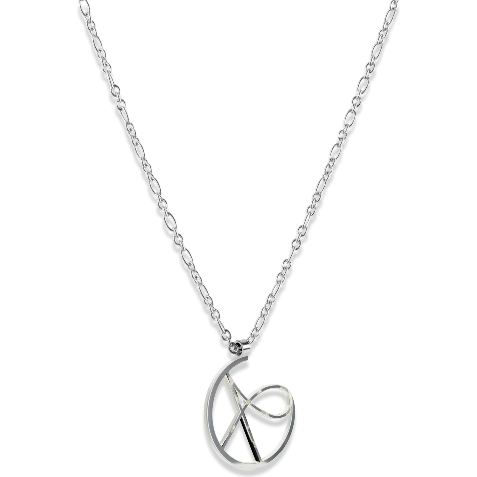 Alphabet Hoop Pendant Necklace (Small) - Silver