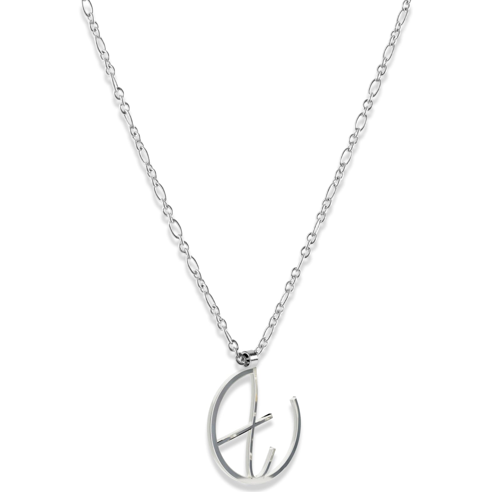 Alphabet Hoop Pendant Necklace (Small) - Silver